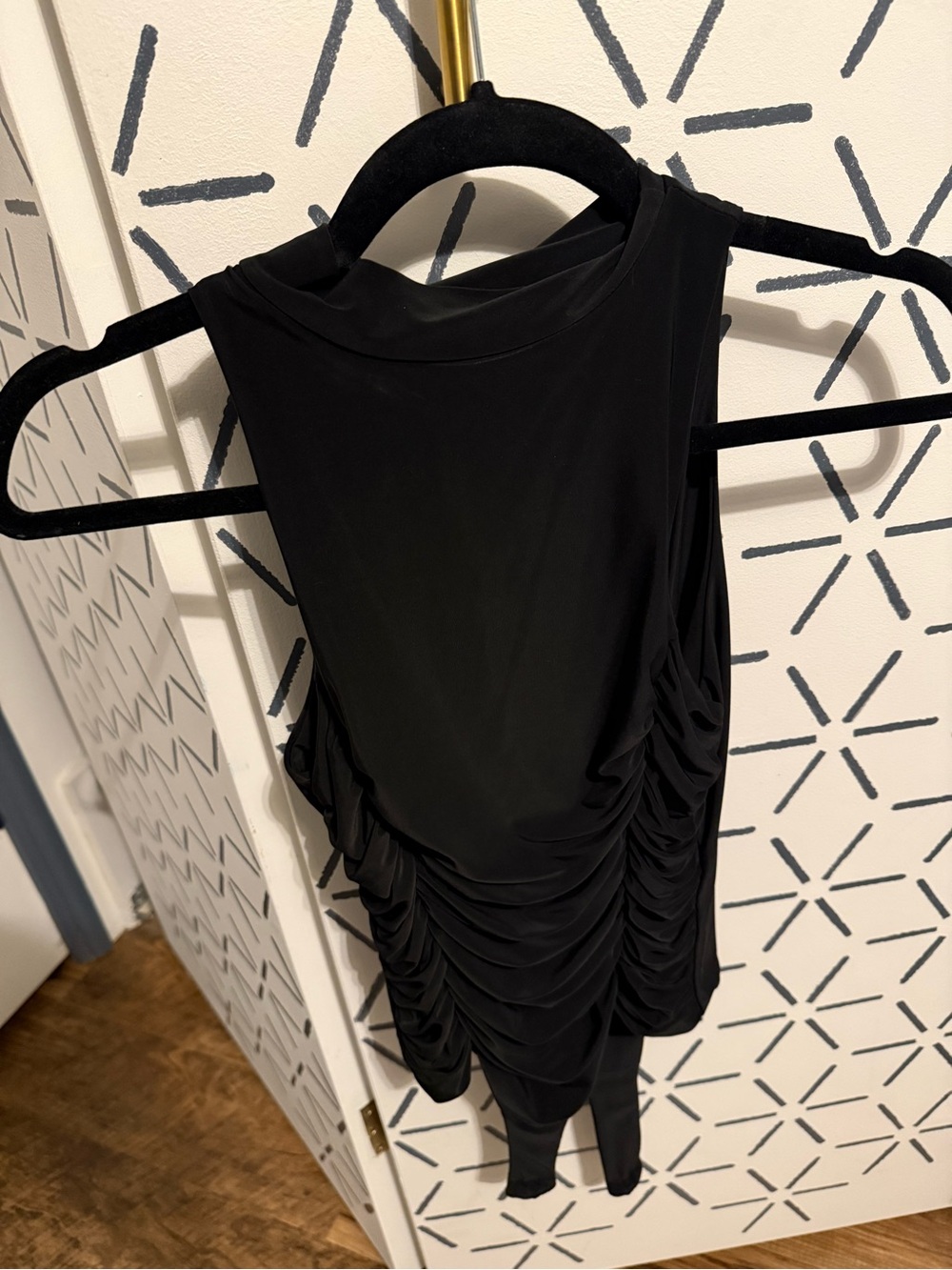 Black Ruched Mock Neck Tank